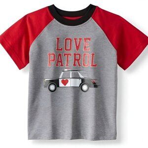 5/$20 NEW 3T Boys LOVE PATROL Valentine Tee-Police Car
